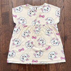 Girls 2T Disney H&M Aristocats Marie Tee Dress with Pink Bow & Kitty Motif